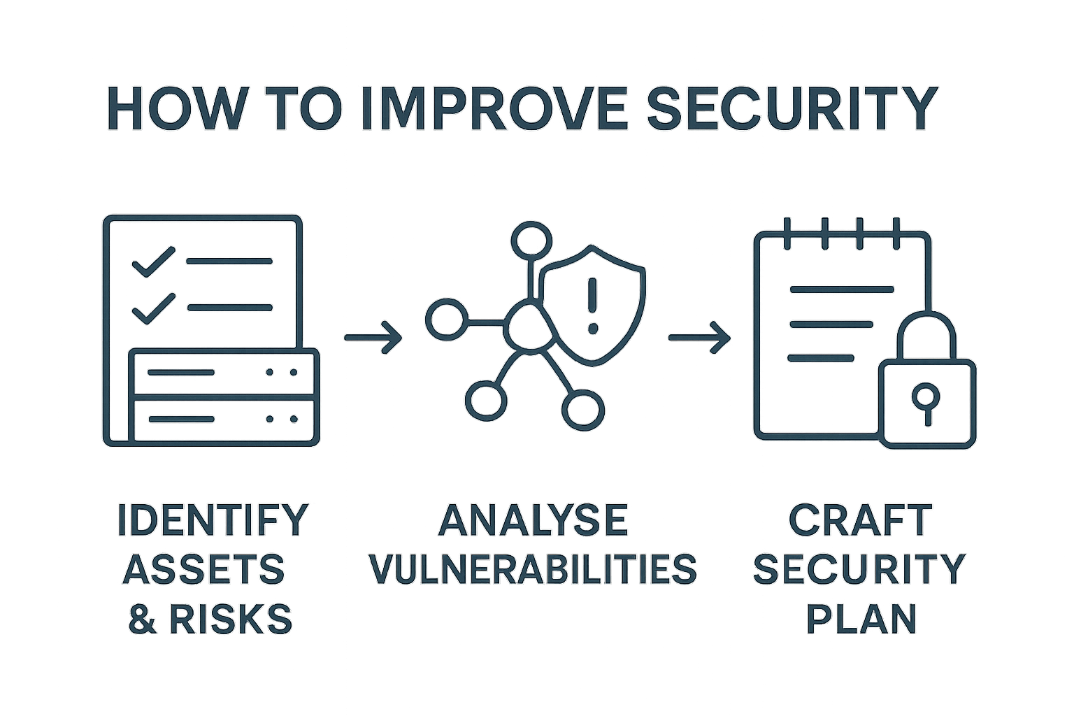 Three-step security improvement infographic for businesses