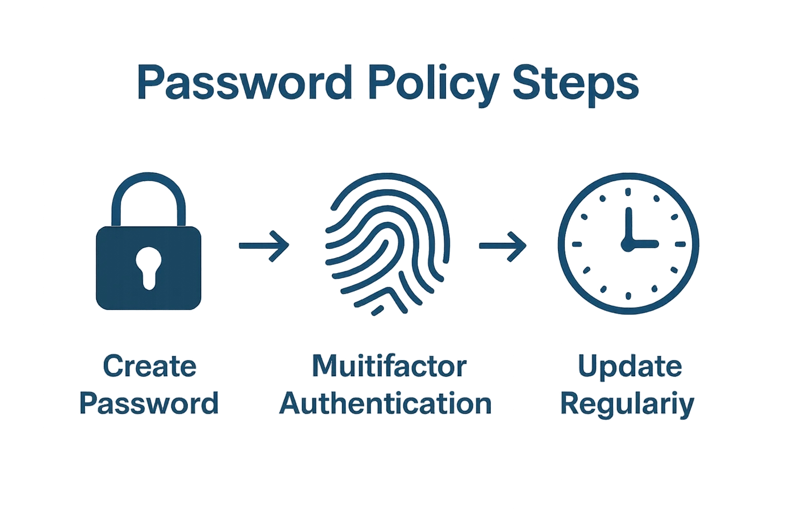 Infographic showing 3 steps for a secure business password policy