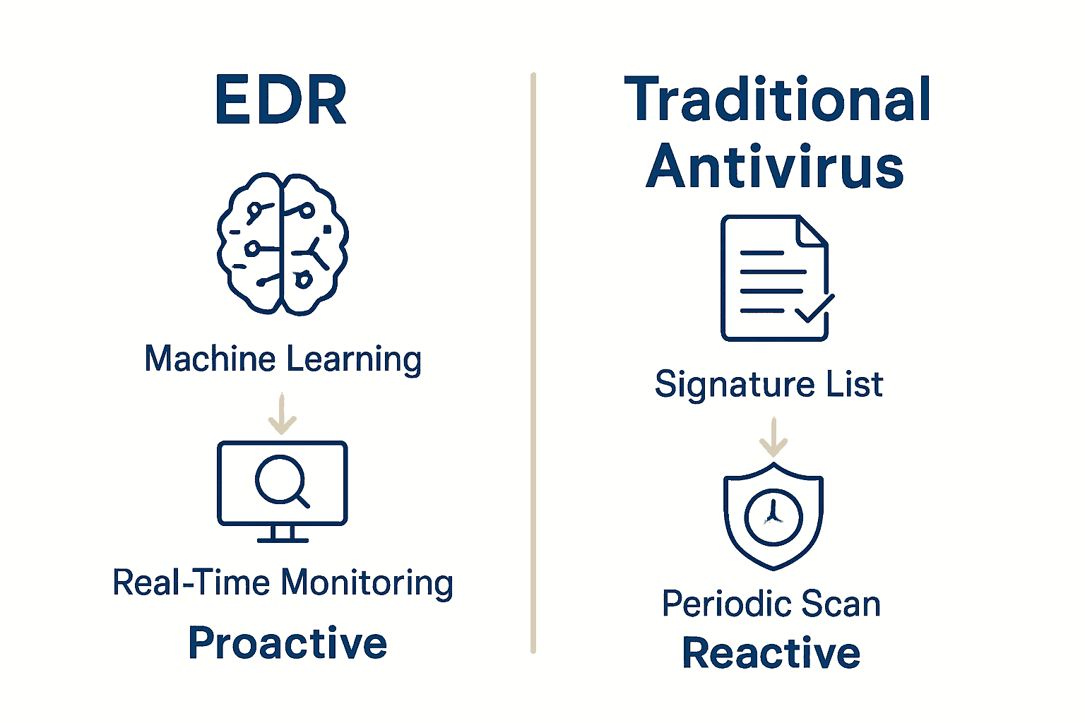 Infographic comparing EDR and antivirus protection for Brisbane small businesses.