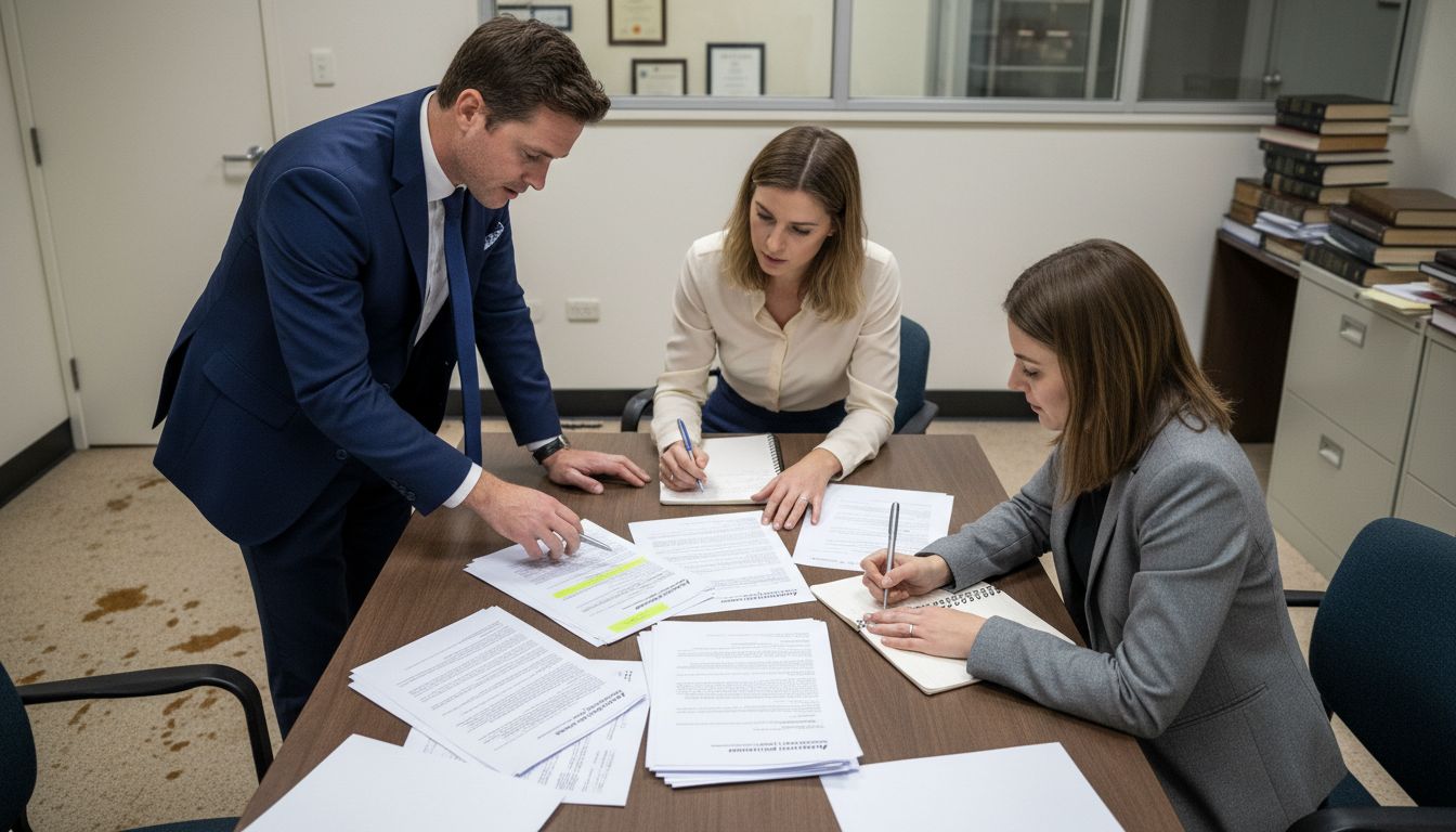 Legal team reviewing data compliance documents
