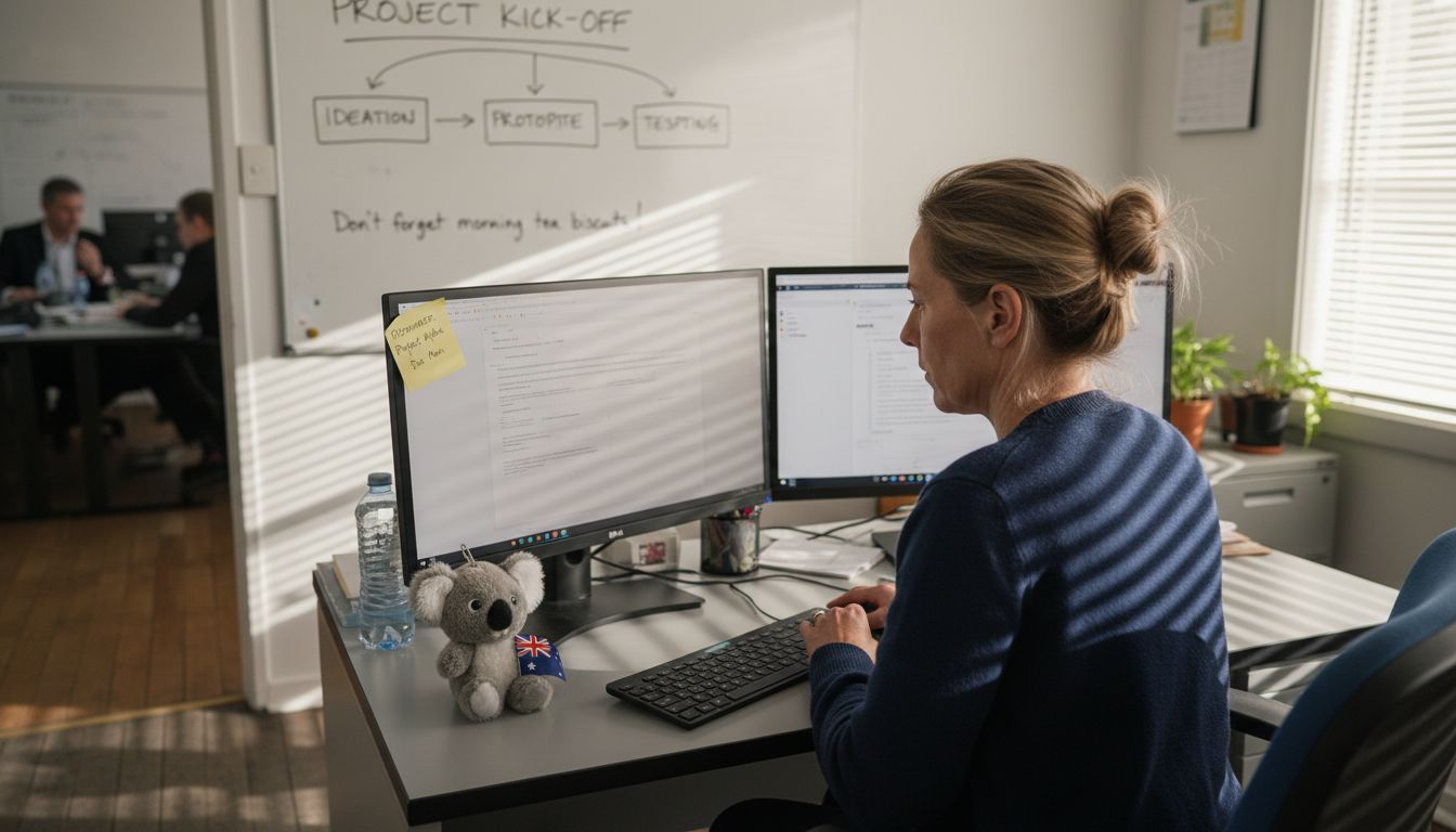 Employee checking suspicious email in Brisbane office