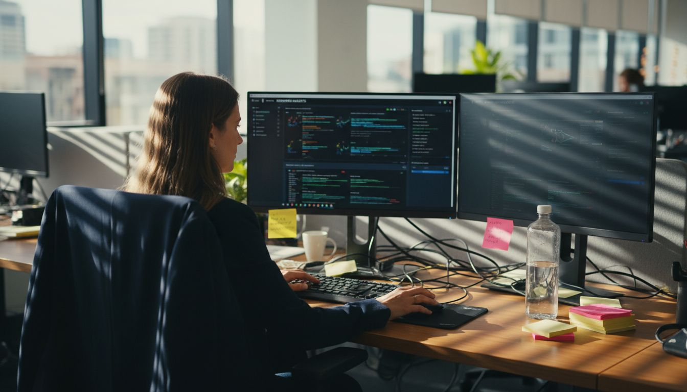 Cybersecurity analyst checking network dashboard