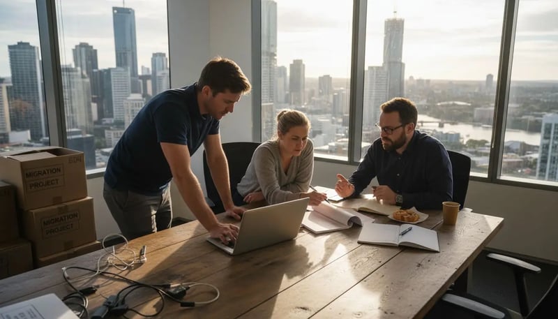 IT team in Brisbane office planning cloud migration