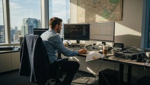 IT manager in Brisbane office with security alerts