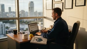 Businessman at desk planning cyber response
