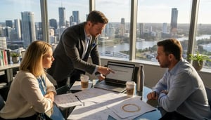 Brisbane professionals reviewing cloud migration dashboard