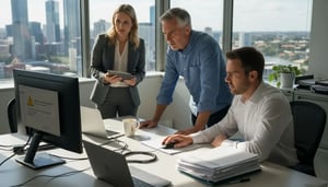 Brisbane office team reviews cyber security alert