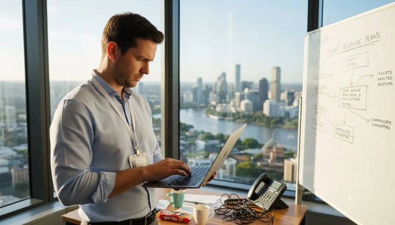 Cyber security professional in Brisbane office