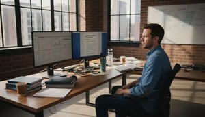 Cybersecurity analyst studying for certifications at office desk