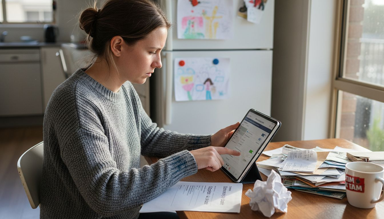 Woman reviewing cybersecurity privacy checklist at home
