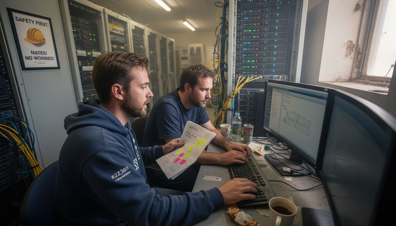 Technicians managing SME server security setup