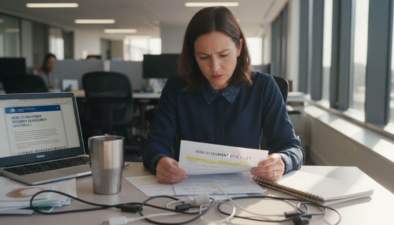 Compliance officer reviewing cloud audit paperwork