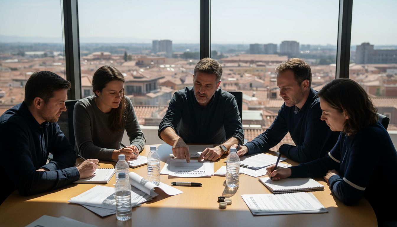 Team in meeting discussing cyber risk plan