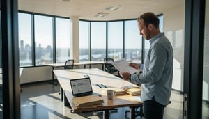 IT manager reviewing security checklist in Brisbane office