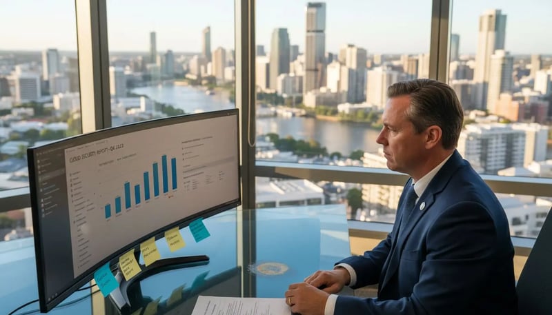 IT manager reviewing cloud security alerts