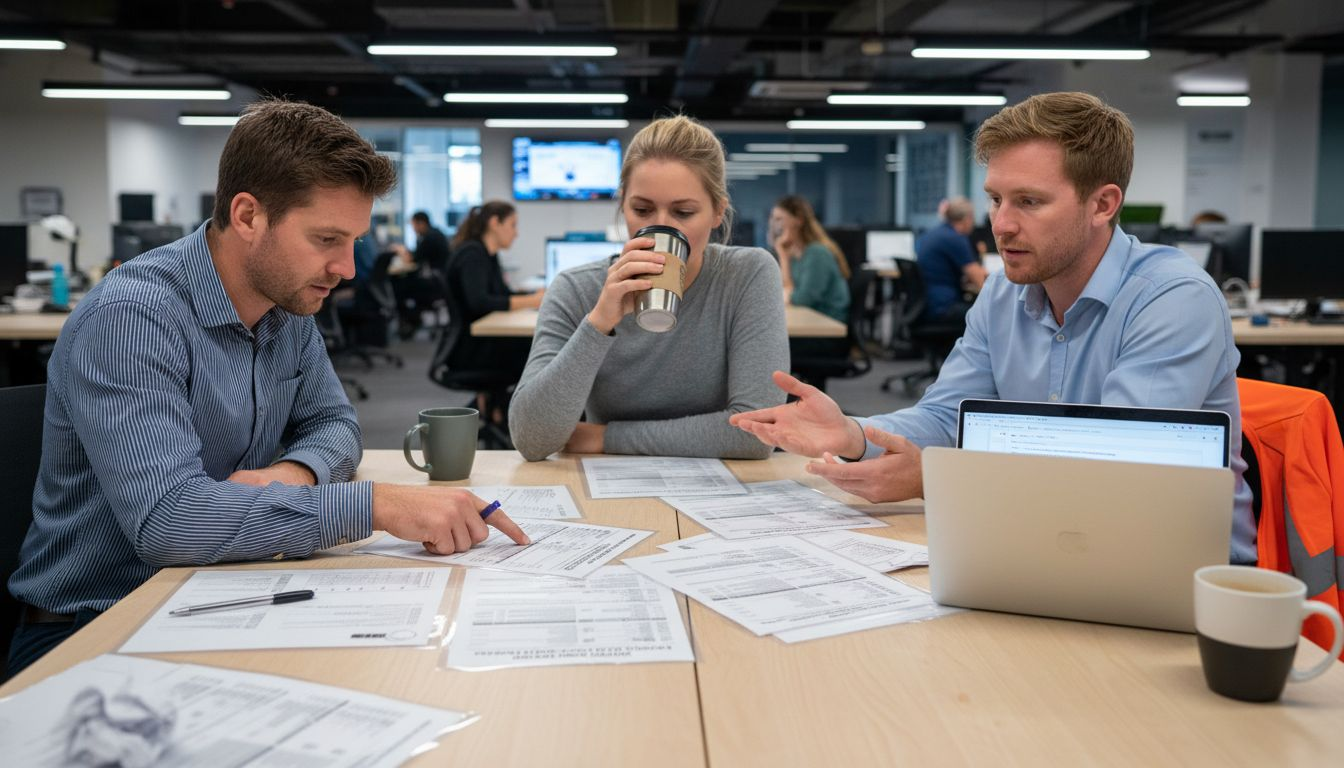 Team reviews printed cybersecurity checklists