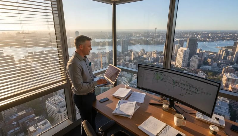 IT manager securing cloud data in office