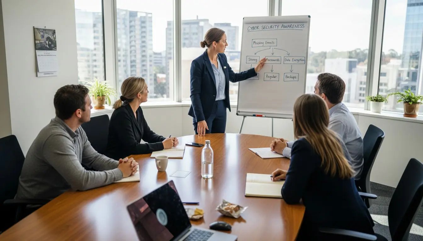 Manager leading SME cyber security meeting