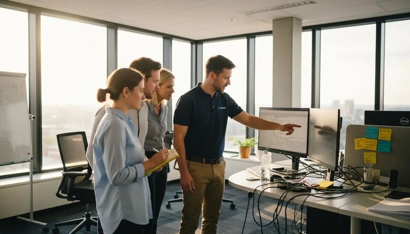 IT support specialist guiding business employees