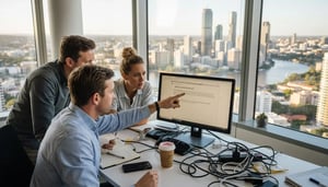 Queensland SME office, employees discuss IT support
