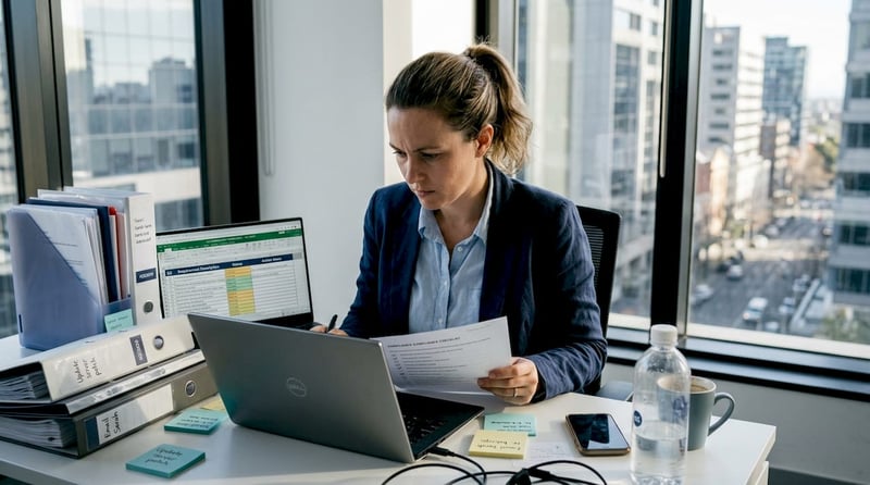 IT manager reviewing compliance in office