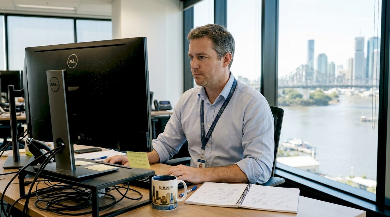 IT manager reviewing vulnerability report Brisbane