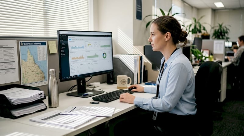 Queensland SME manager checks secure cloud dashboard