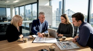 Queensland business team reviewing cyber plan
