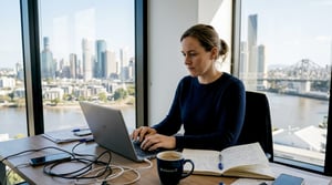 Brisbane office worker at IT support desk