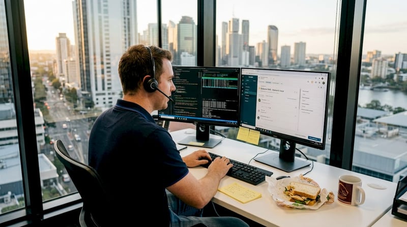 IT technician handling service desk tasks in Brisbane