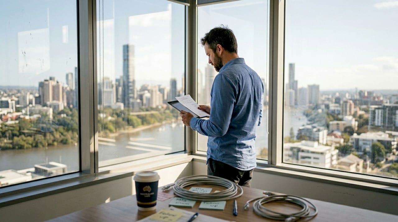 Small business owner starts cloud migration in Brisbane office