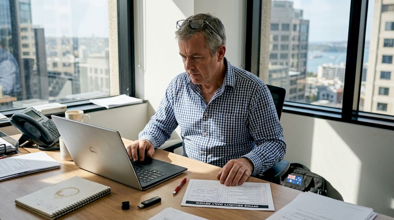 SME owner typing computer security checklist