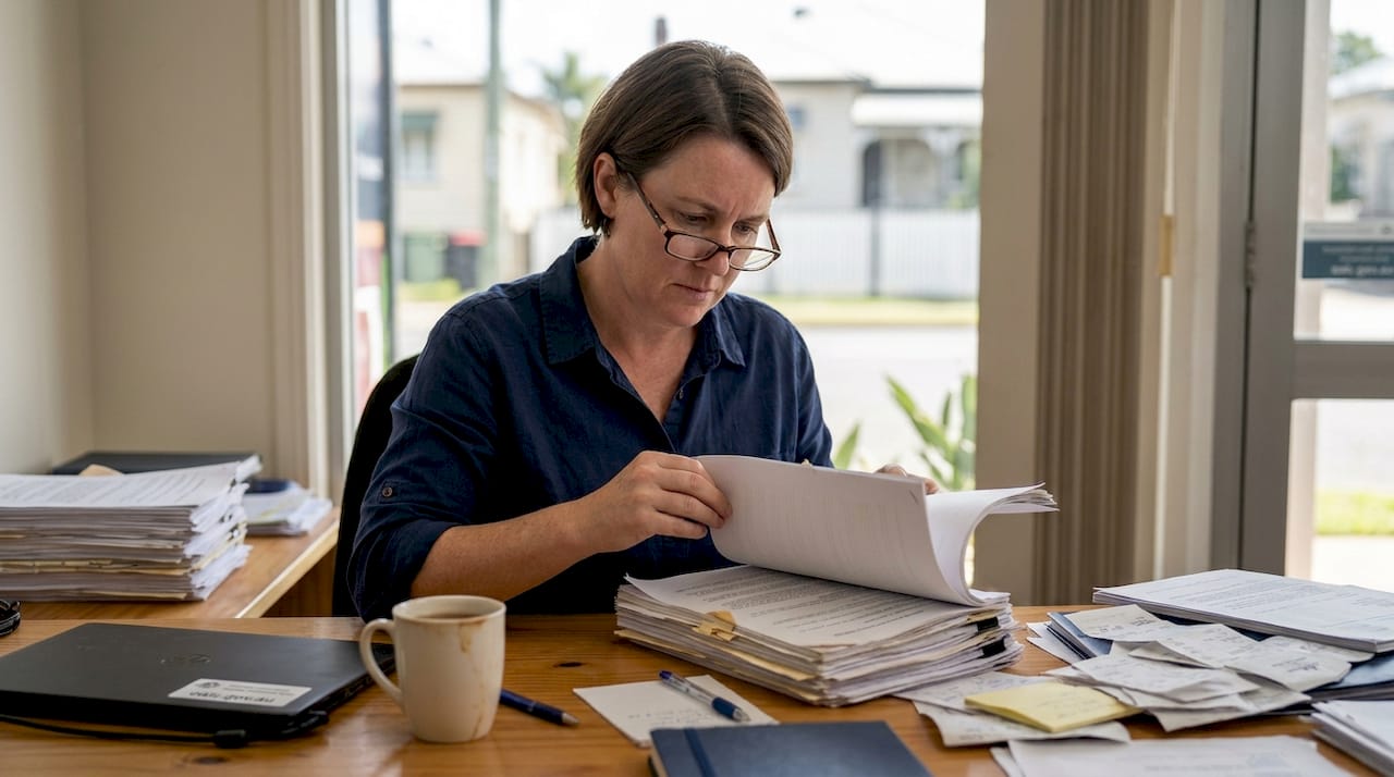 Small business owner reviewing privacy documents