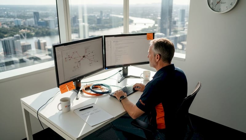 IT technician in Brisbane office workspace