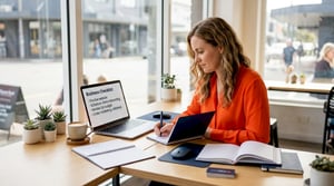 Business owner reviewing security checklist at desk