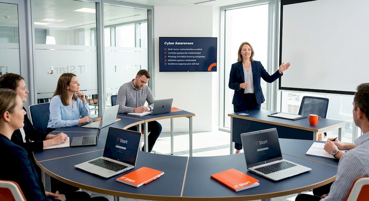 IT trainer leading cybersecurity session for SMEs