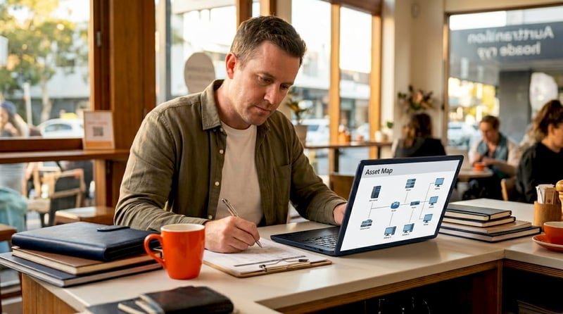 Business owner reviewing IT asset inventory list