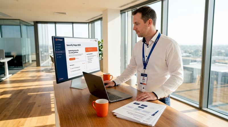 IT manager updating business security policy