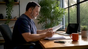 Analyst reviewing cyber incident report documents