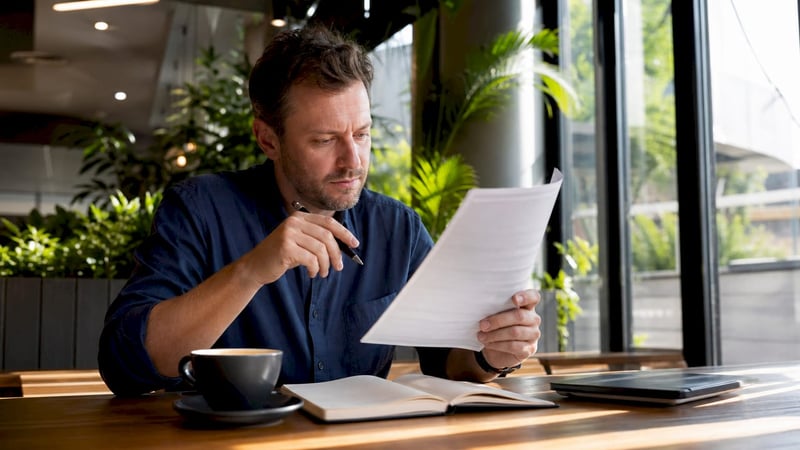 IT consultant reviewing pricing proposal