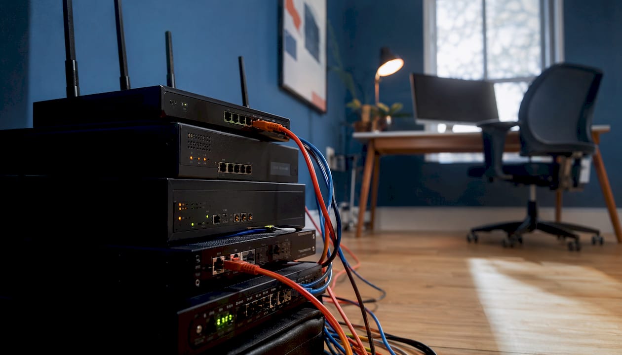Network security hardware in office server room