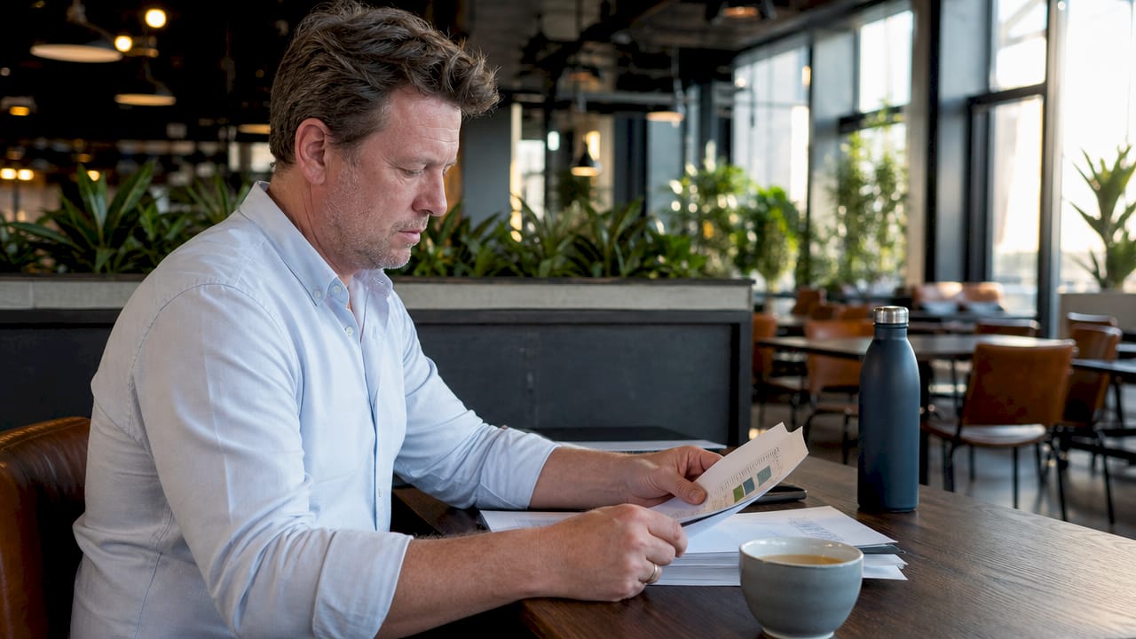 Man reviewing IT risk report at desk