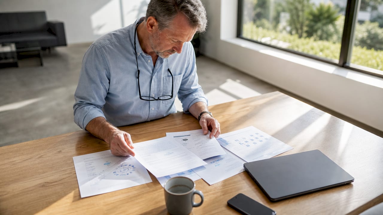 IT manager reviewing cyber hygiene checklist papers