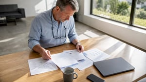 IT manager reviewing cyber hygiene checklist papers