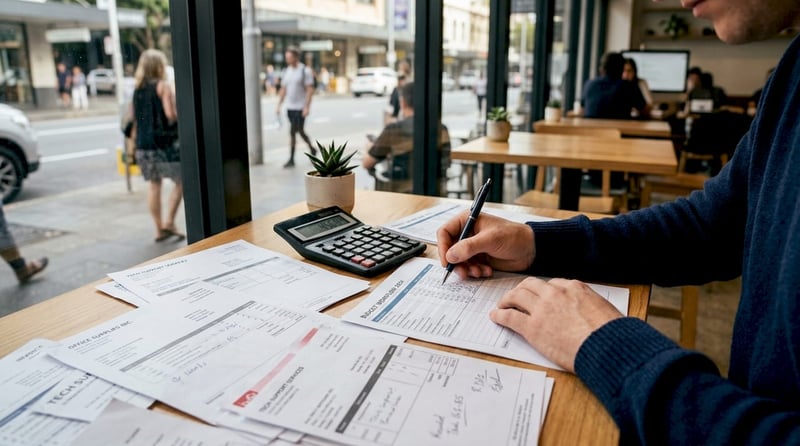 Hands calculating managed IT pricing at desk