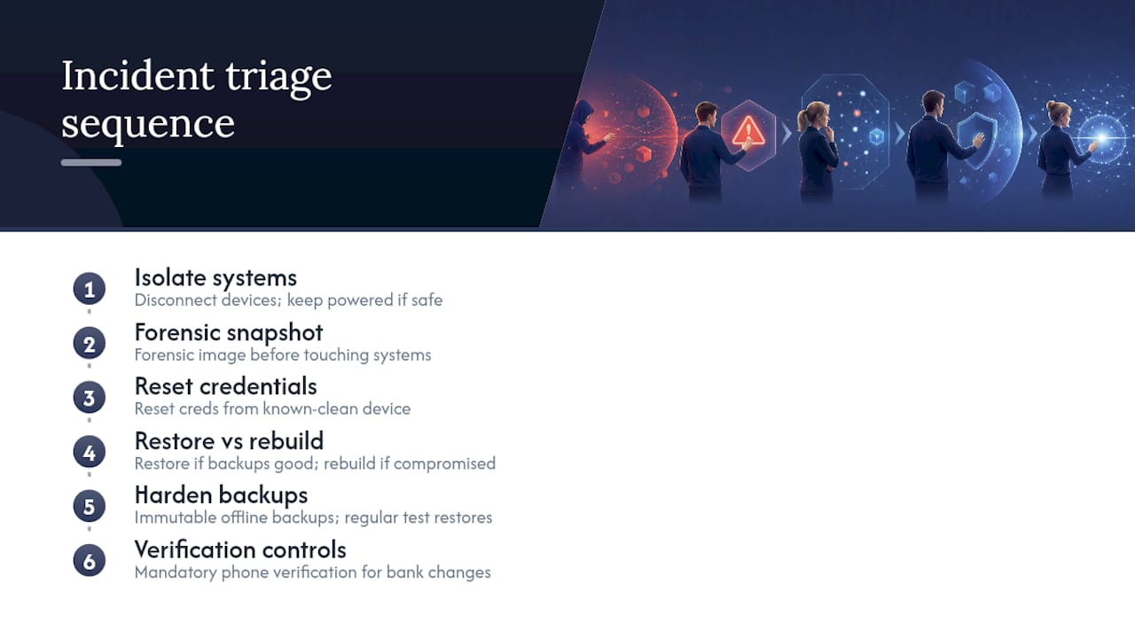 What we actually do when a client calls after an attack — overview diagram