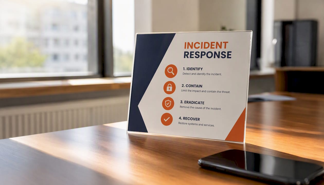 Incident response card on office desk
