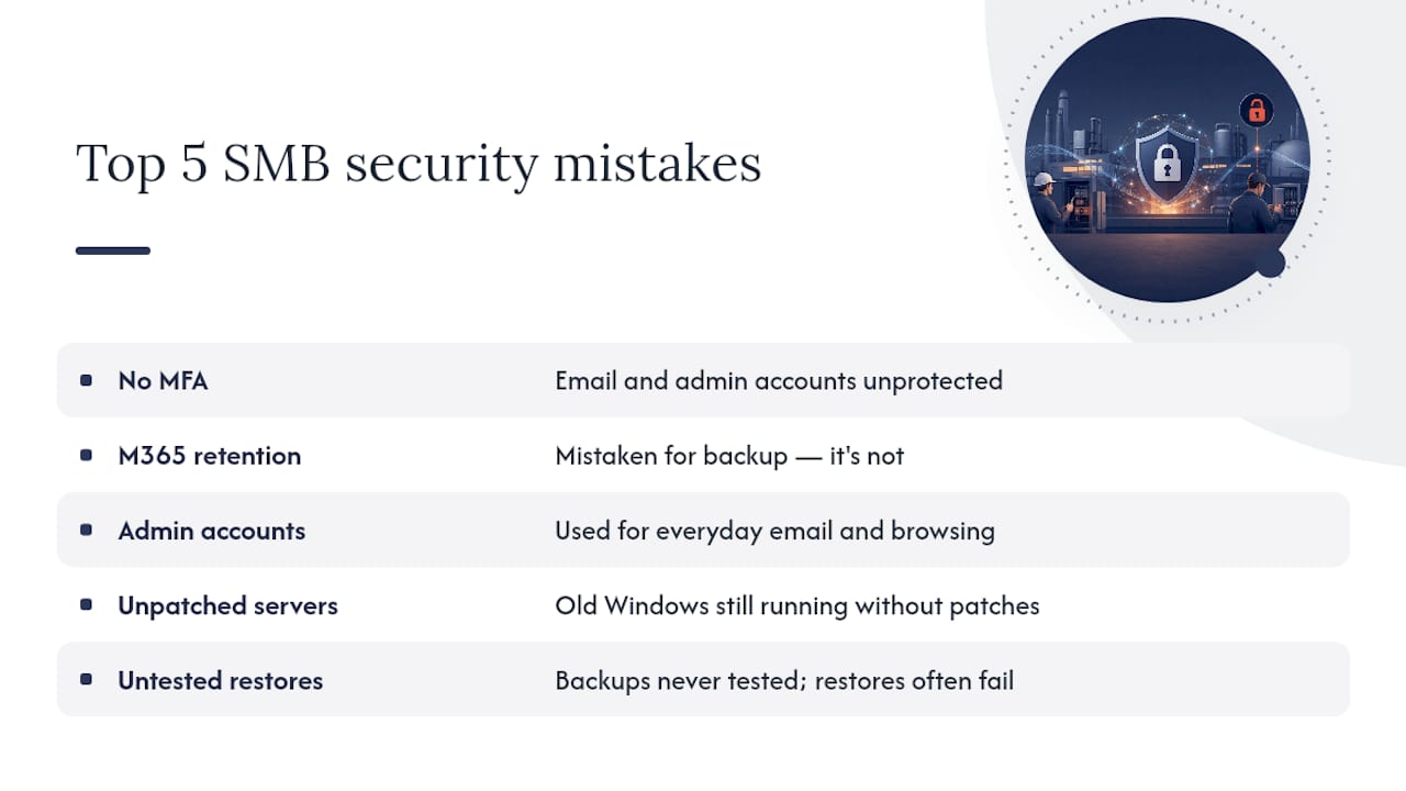 Diagram comparing common SMB cyber security mistakes