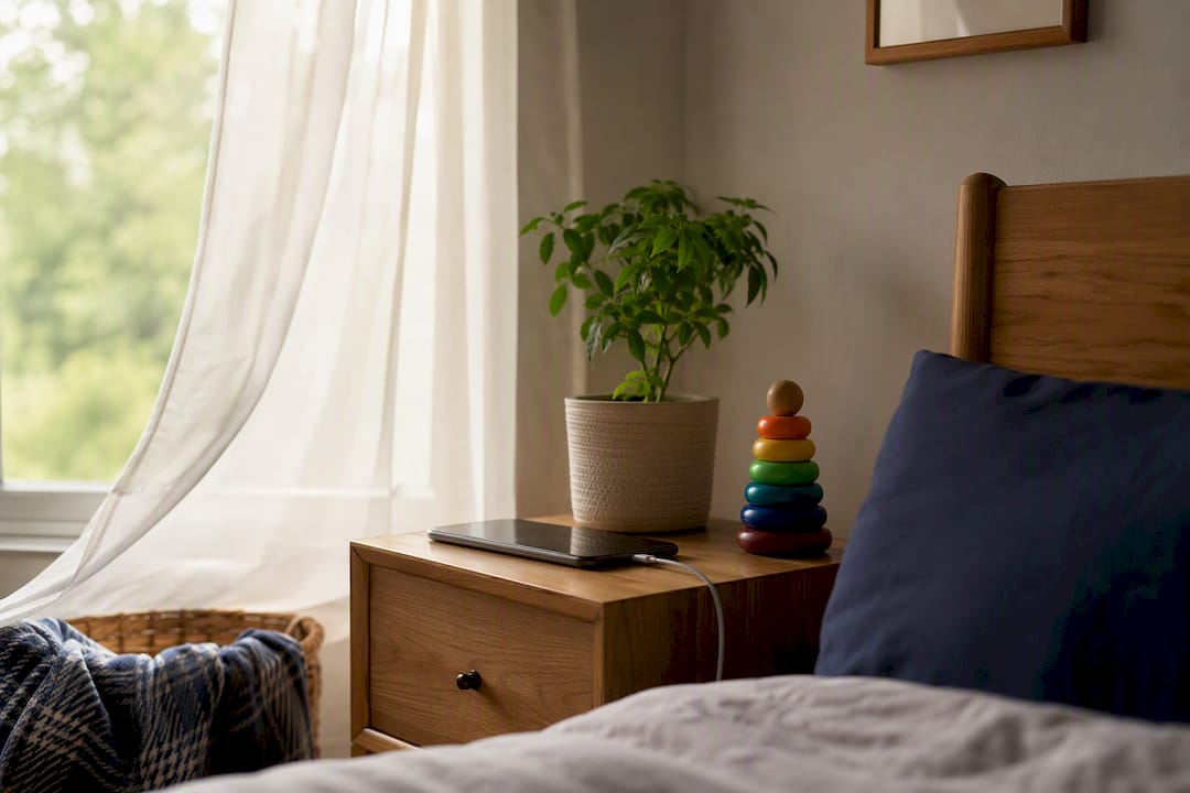 Child's bedroom with digital safety setup