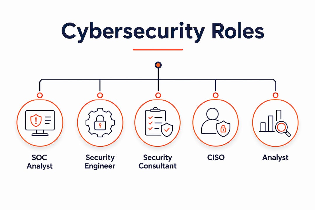 Hierarchy infographic of cybersecurity roles in Australia